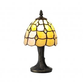 COLLETTE small beige Tiffany style table lamp with crystal beads
