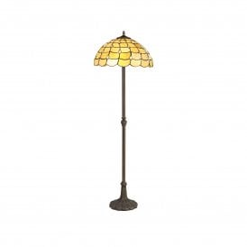 COLLETTE Tiffany 2 Light Leaf Floor Lamp 40cm Beige, Clear Crystal, Antique Brass