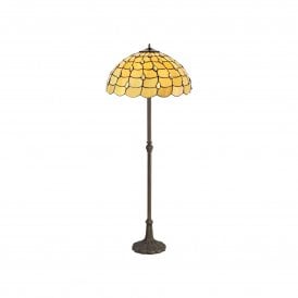 COLLETTE Tiffany 2 Light Leaf Floor Lamp 50cm Beige, Clear Crystal, Antique Brass