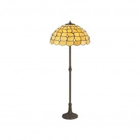 COLLETTE Tiffany 2 Light Leaf Floor Lamp 50cm Beige, Clear Crystal, Antique Brass