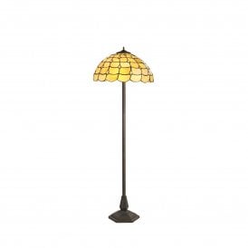 COLLETTE Tiffany 2 Light Octagonal Floor Lamp 40cm Beige, Clear Crystal, Antique Brass