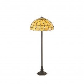COLLETTE Tiffany 2 Light Octagonal Floor Lamp 50cm Beige, Clear Crystal, Antique Brass