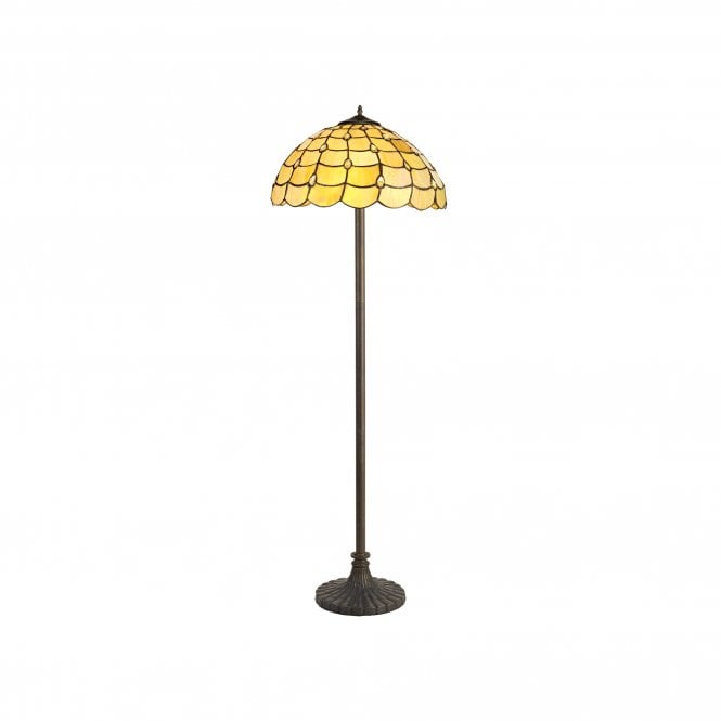 COLLETTE Tiffany 2 Light Stepped Floor Lamp 40cm Beige, Clear Crystal, Antique Brass