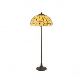 COLLETTE Tiffany 2 Light Stepped Floor Lamp 50cm Tiffany Beige, Clear Crystal, Antique Brass