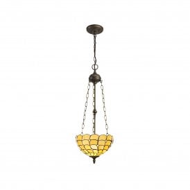 COLLETTE Tiffany 3 Light Uplighter Ceiling Pendant 30cm Beige, Clear Crystal, Antique Brass