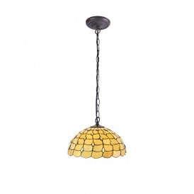 COLLETTE Tiffany Downlighter Ceiling Pendant Light 50cm Beige, Clear Crystal, Antique Brass