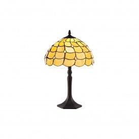 COLLETTE Tiffany Octagonal Table Lamp 30cm Beige, Clear Crystal, Antique Brass