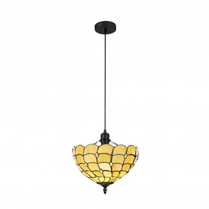 COLLETTE Tiffany Single Uplighter Ceiling Pendant 30cm Beige, Clear Crystal, Black