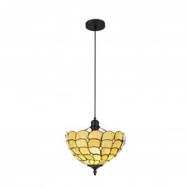 COLLETTE Tiffany Single Uplighter Ceiling Pendant 30cm Beige, Clear Crystal, Black
