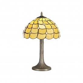 COLLETTE Tiffany Tree Like Table Lamp 30cm Beige, Clear Crystal, Antique Brass