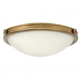 COLLIER circular flush fitting low ceiling light in heritage brass - medium