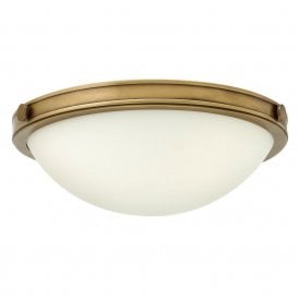 COLLIER circular flush fitting low ceiling light in heritage brass - small