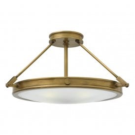 COLLIER semi-flush uplighter ceiling light in heritage brass - medium
