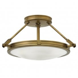 COLLIER semi-flush uplighter ceiling light in heritage brass - small