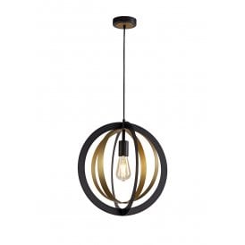 COMPASS orb ceiling pendant in two tone black and satin gold