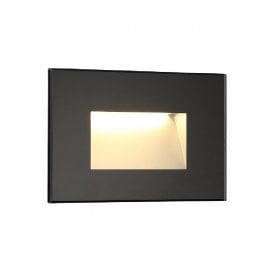 CONCAVE rectangular indoor or outdoor recessed wall light with black glass surround