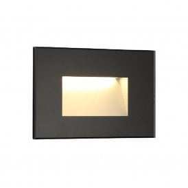 CONCAVE rectangular indoor or outdoor recessed wall light with black glass surround