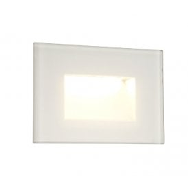 CONCAVE rectangular indoor or outdoor recessed wall light with white glass surround