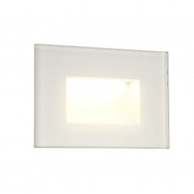 CONCAVE rectangular indoor or outdoor recessed wall light with white glass surround