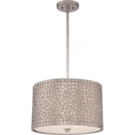 Silver Mosaic Drum Shade Ceiling Pendant Light