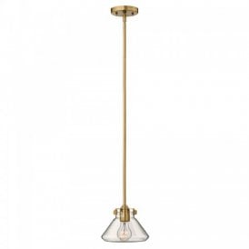 CONGRESS pendant light for sloping ceilings, caramel with clear glass shade