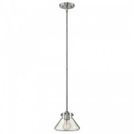 CONGRESS pendant light for sloping ceilings, chrome with clear glass shade