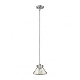CONGRESS pendant light for sloping ceilings, chrome with clear glass shade