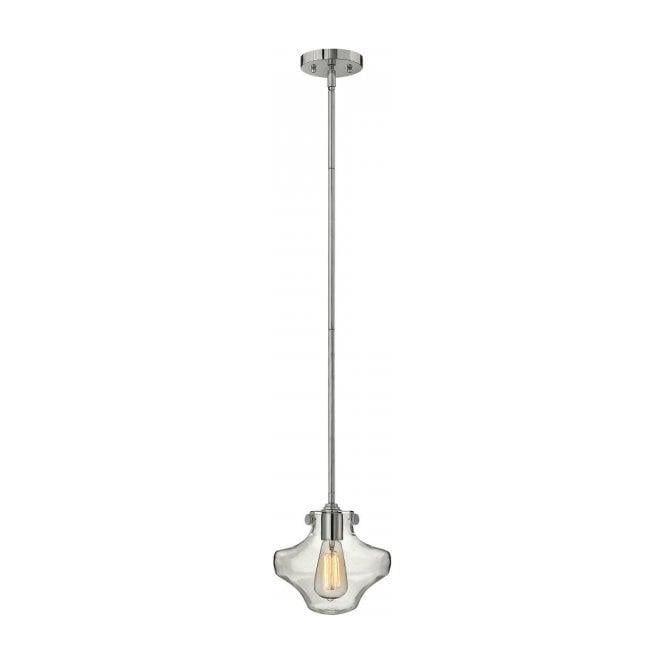 CONGRESS pendant light for sloping ceilings, chrome with clear glass shade