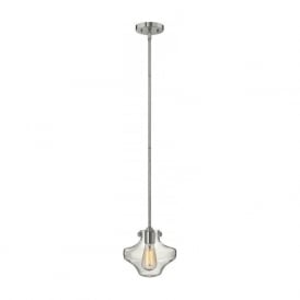 CONGRESS pendant light for sloping ceilings, chrome with clear glass shade