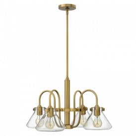 CONGRESS retro style caramel ceiling pedant with 4 clear glass shades