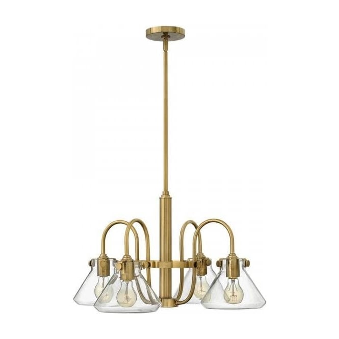 CONGRESS retro style caramel ceiling pedant with 4 clear glass shades