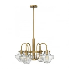 CONGRESS retro style caramel ceiling pedant with 4 clear glass shades