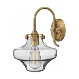 CONGRESS vintage retro style clear glass wall light, caramel frame