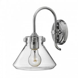 CONGRESS vintage retro style clear glass wall light on chrome fitting