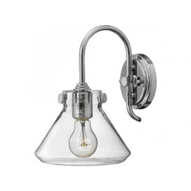 CONGRESS vintage retro style clear glass wall light on chrome fitting