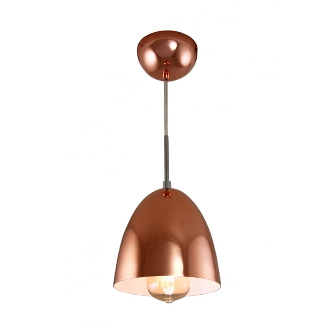 COPPER retro style ceiling pendant with off-white interior - small