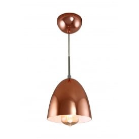 COPPER retro style ceiling pendant with off-white interior - small
