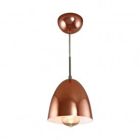 COPPER retro style ceiling pendant with off-white interior - small