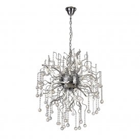 CORKSCREW modern 24 light LED chrome chandelier dressed with crystal