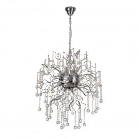 CORKSCREW modern 32 light LED chrome chandelier dressed with crystal