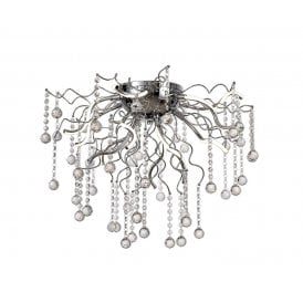 CORKSCREW modern LED flush fit chrome chandelier dressed with crystal