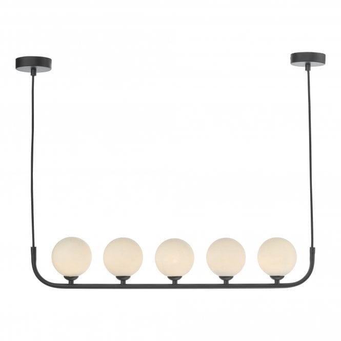 CRADLE 5 Light Bar Pendant Matt Black With Opal Glass