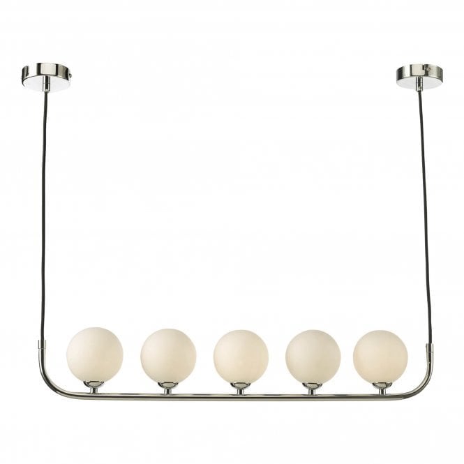 CRADLE 5 Light Bar Pendant Polished Chrome Opal Glass