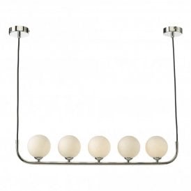 CRADLE 5 Light Bar Pendant Polished Chrome Opal Glass