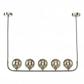 CRADLE 5 Light Bar Pendant Polished Chrome Smoked Glass