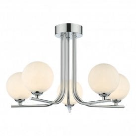 CRADLE 5 Light Semi Flush Polished Chrome Opal Glass
