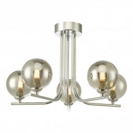 CRADLE 5 Light Semi Flush Polished Chrome Smoked Glass