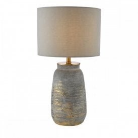 grey ceramic table lamp with gold detailing