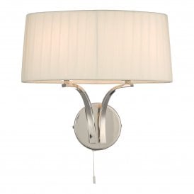 polished nickel wall light with ivory shade