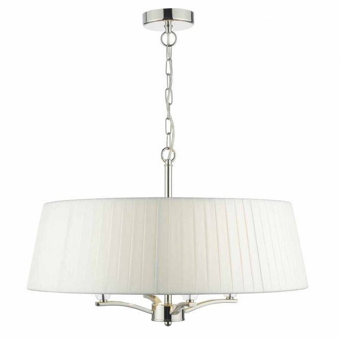 CRISTIN polished nickel 4 bulb ceiling pendant with ivory shade